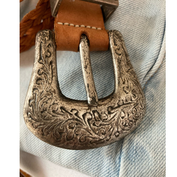 Another Line, Inc. Vintage Leather Braided Belt Adorned with Chrome Hearts - Picture 2 of 4